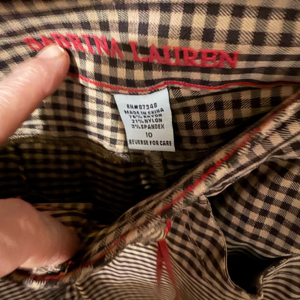 Women's Tan Checkered Chinos - Picture 4 of 4